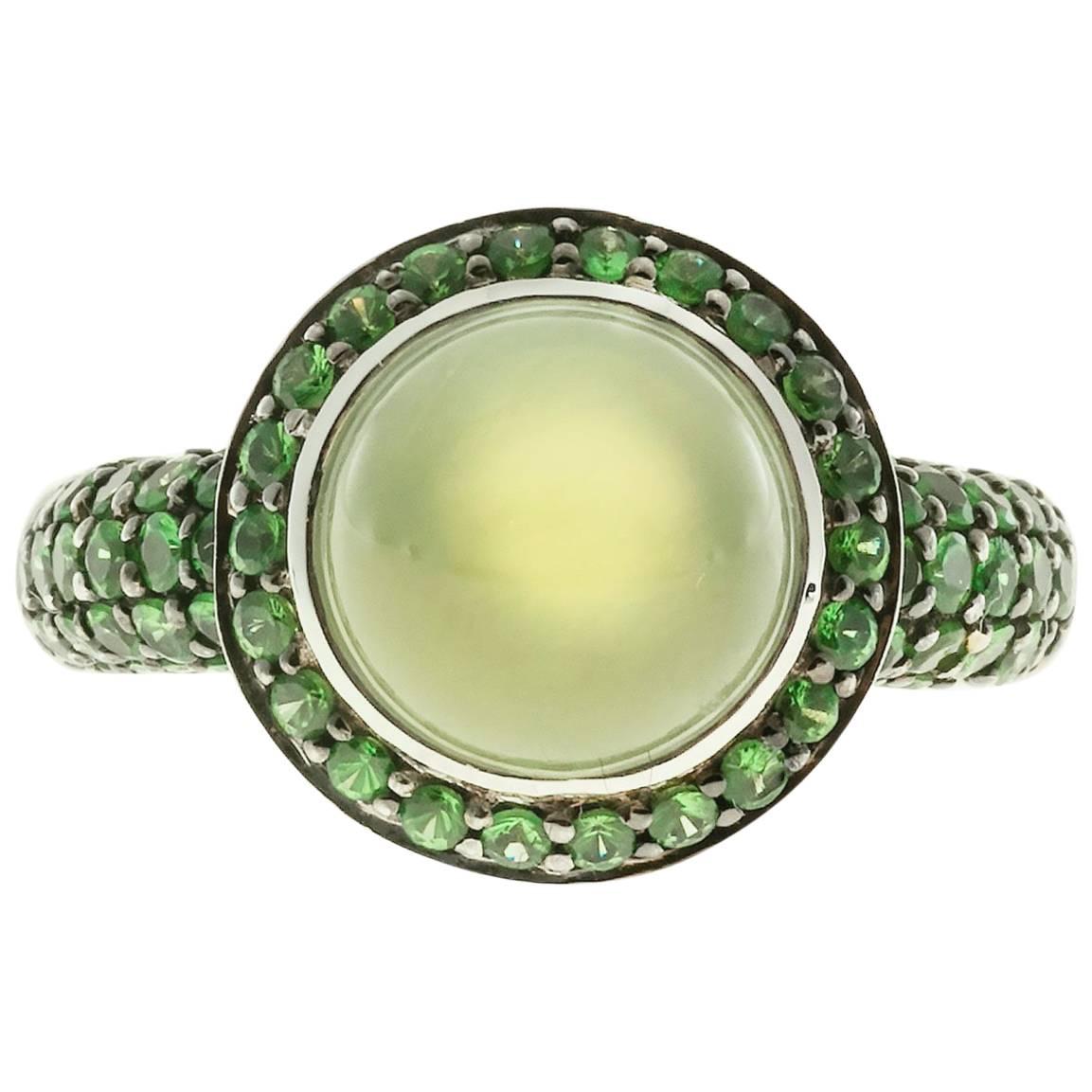 Crivelli Peridott Tsavorite Garnet Gold Cocktail Ring