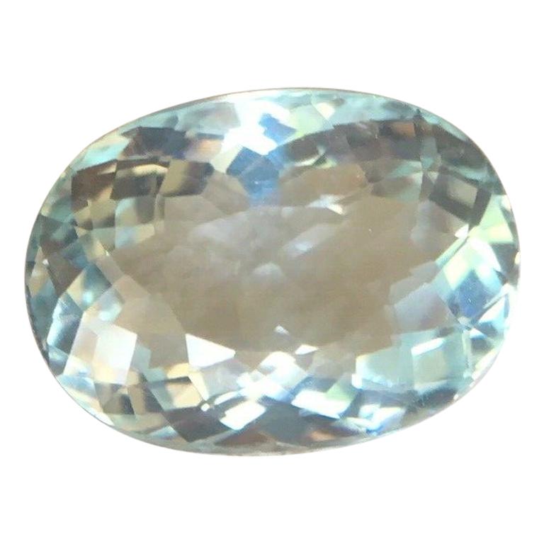 5.41ct Blue Aquamarine Large Oval Cut Beryl Gem 13x9.6mm