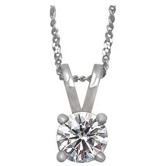 0.34Ct Diamond & Platinum Solitaire Pendant - Circa 1980 & Contemporary 12