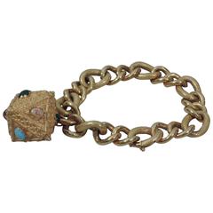 Retro 1960s Gold Charm Bracelet 