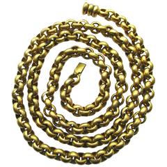 Antique Pinchbeck Muff Chain with Barrel Clasp