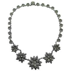 Antique Cut Steel Floral Motif Necklace