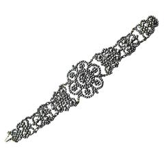 Antique Victorian Cut Steel Floral Motif Bracelet 10