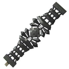 Antique Gutta Percha French Jet Cuff Bracelet
