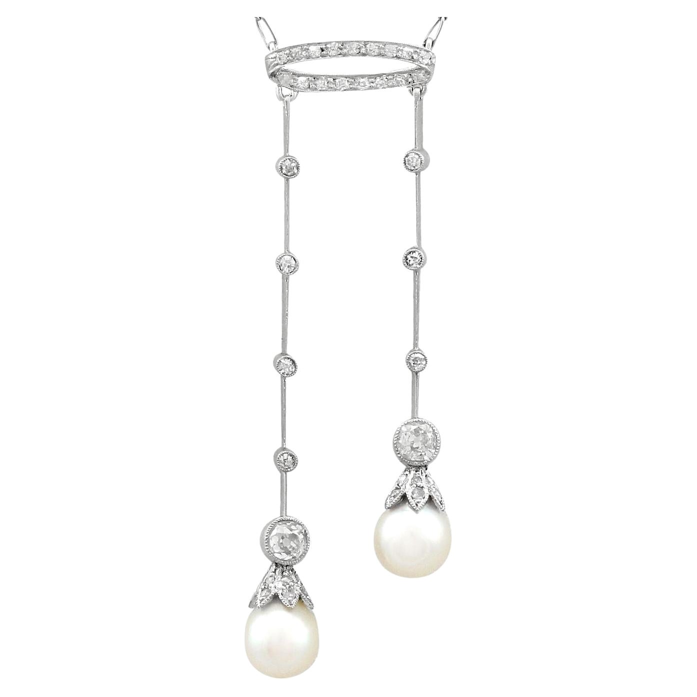 Antique 1.10 Carat Diamond Necklace in Platinum For Sale