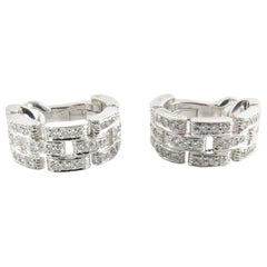 Cartier Maillon Panthere 18K White Gold Pave Diamond Earrings 