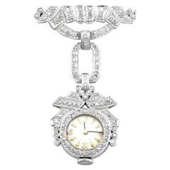 1940s Vintage 1.50 Carat Diamond and Platinum Ladies Cocktail Fob Watch