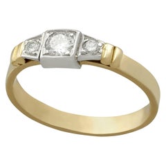 Vintage 1950s Diamond and Yellow Gold Three Stone Ring