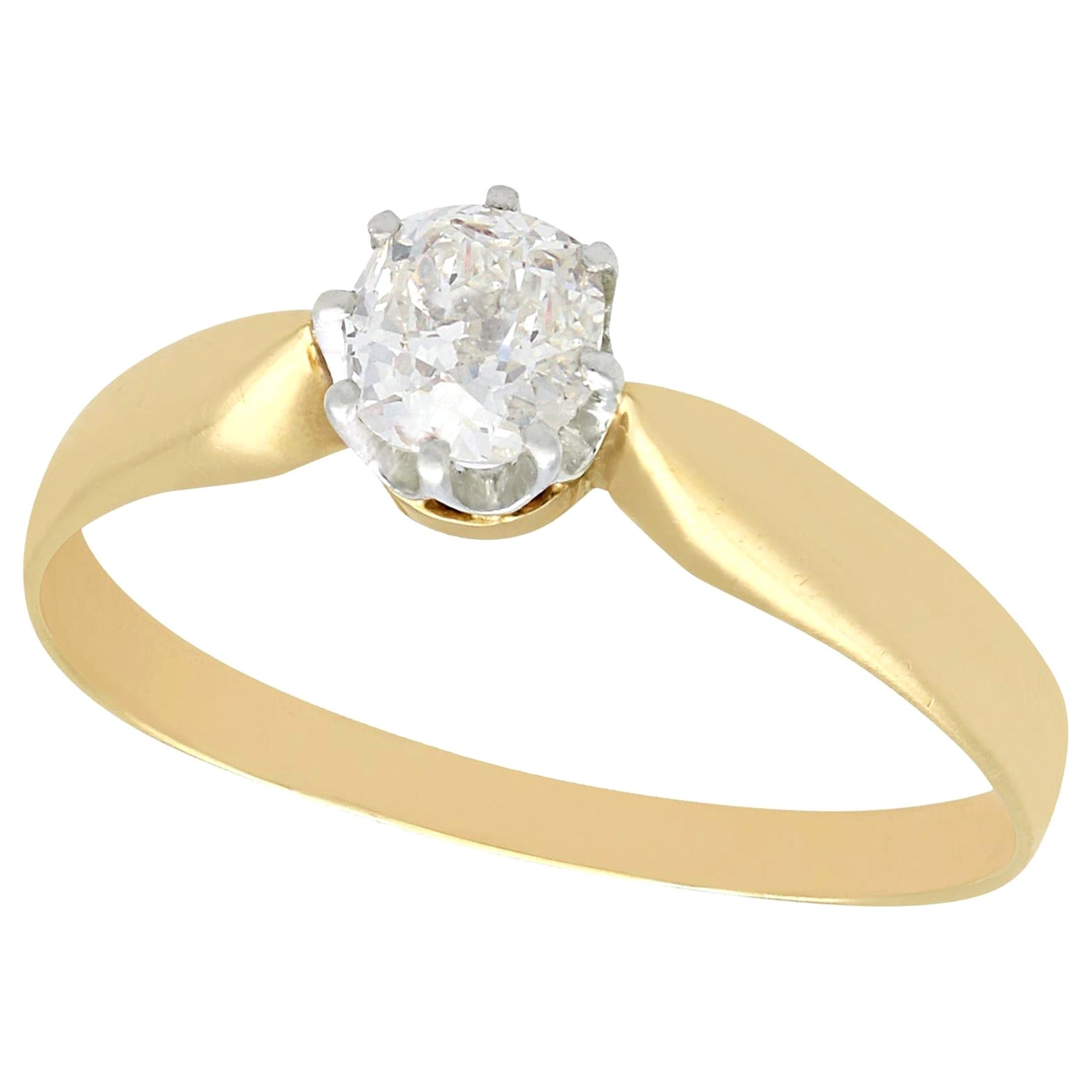Antique Diamond and Yellow Gold Solitaire Ring For Sale
