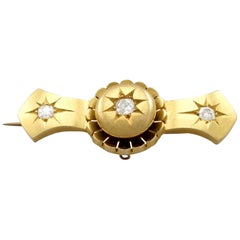 Antique Victorian Diamond and Yellow Gold Brooch
