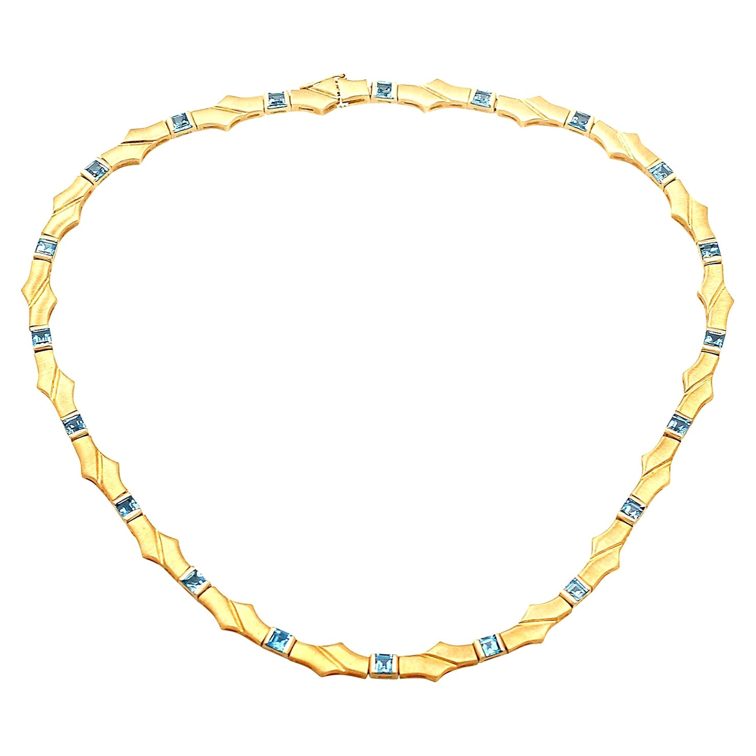 Vintage 1960s Topaz and Yellow Gold Necklace