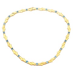Vintage 1960s Topaz and Yellow Gold Necklace