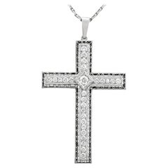 Antique 2.07 Carat Diamond and Platinum Cross Pendant