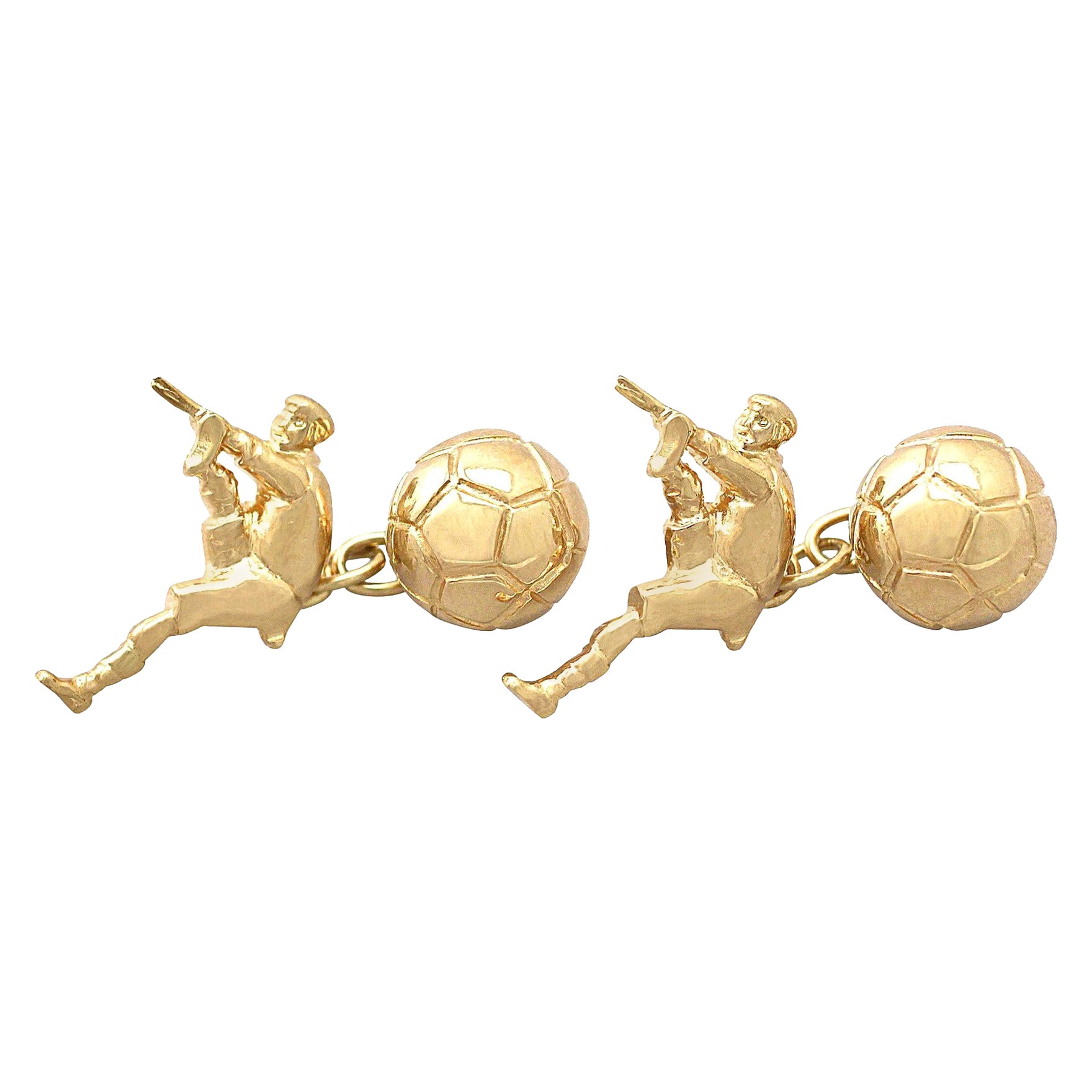 90s Football Cufflinks in Yellow Gold For Sale