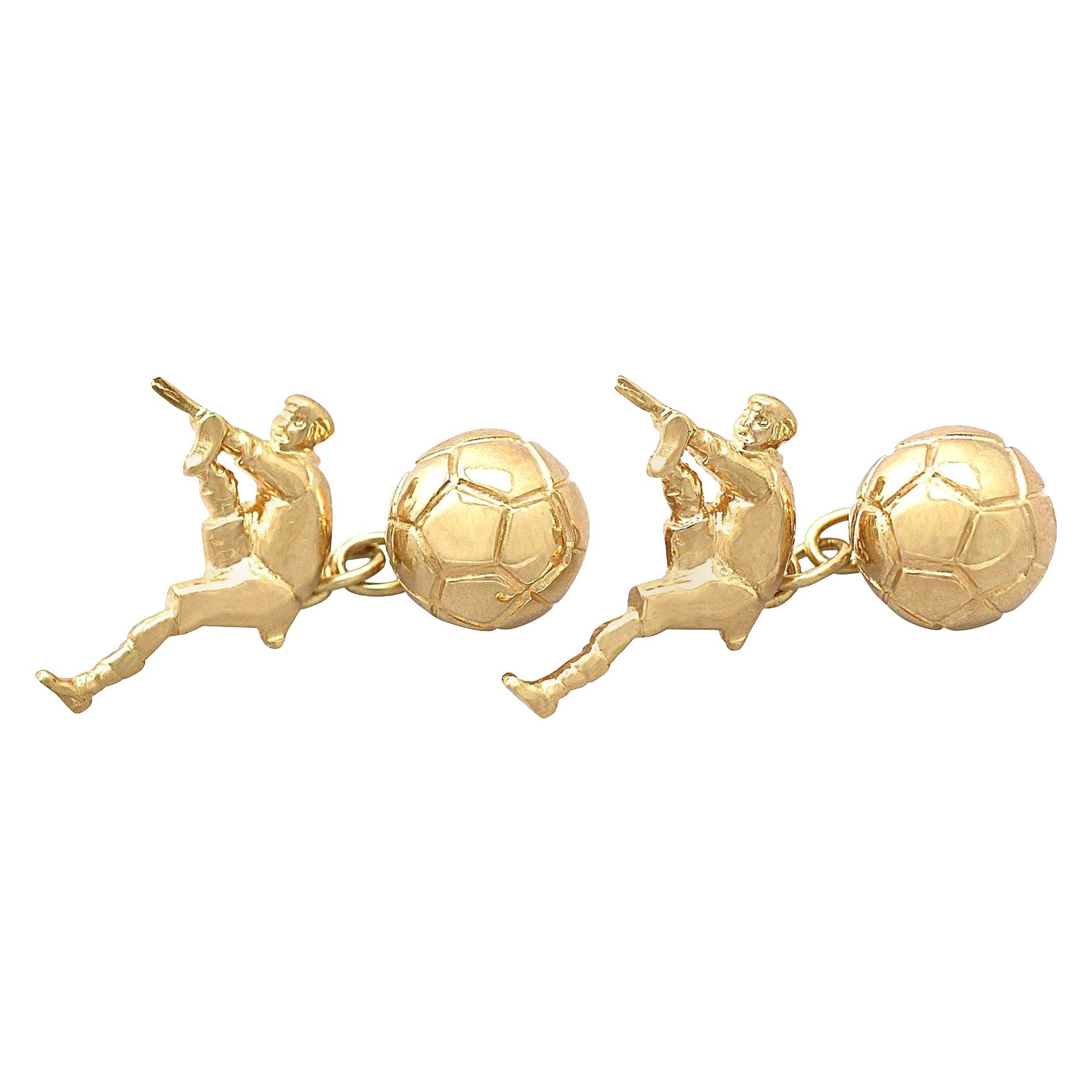 90s Football Cufflinks in 9K Yellow Gold