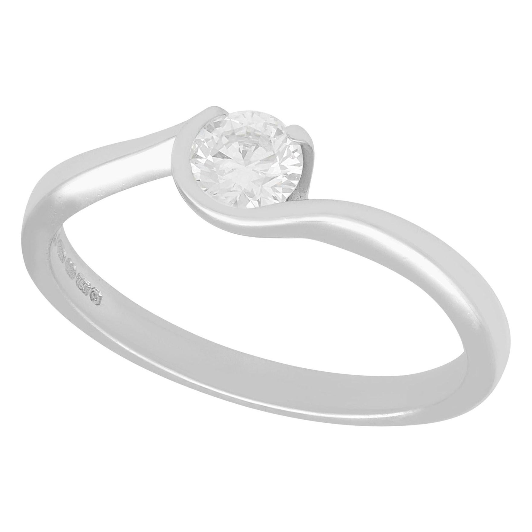 Diamond and White Gold Solitaire Engagement Ring For Sale