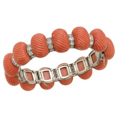 Exceptional Coral and Diamond Bracelet by Cartier