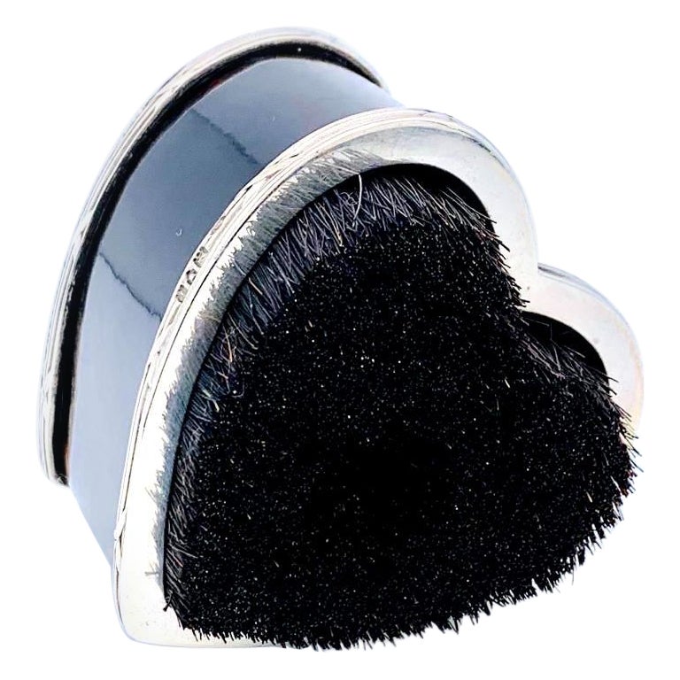 Antique Belle Époque 1906 Heart Sterling Silver Celluloid Gentleman's Hat Brush For Sale