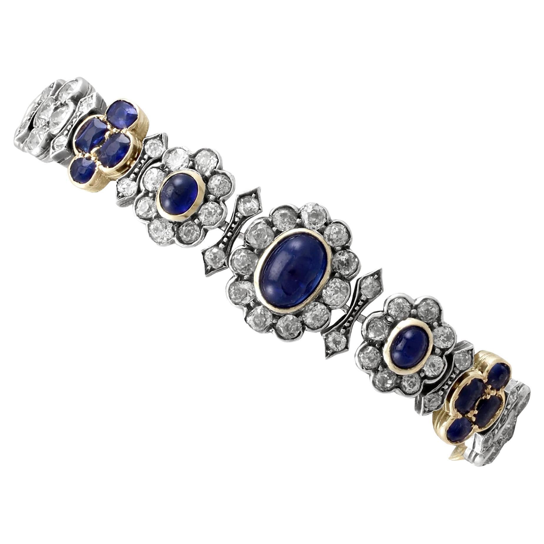 Antikes Armband mit 6,72 Karat Saphiren im Cabochon-Schliff und Diamanten