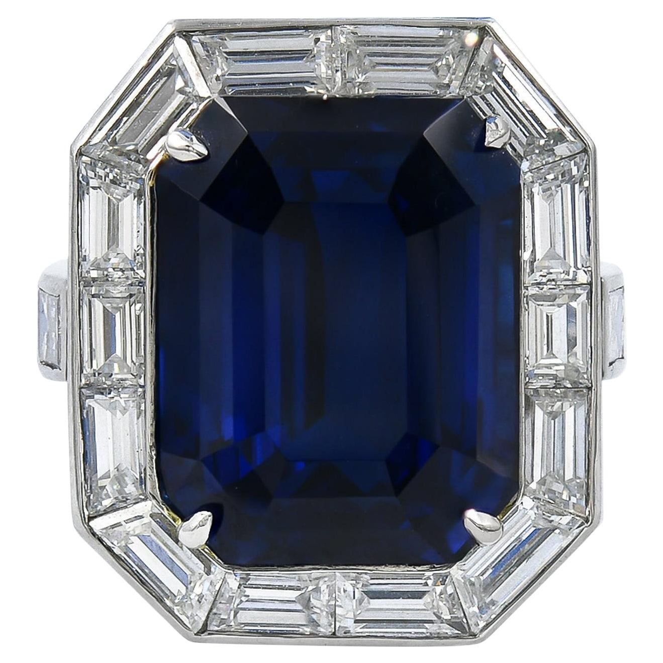 Spectra Fine Jewelry GRS Certified 20.12 Carat Blue Sapphire Diamond Ring