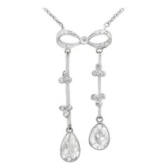 Collier ancien en or blanc et diamants de 1,22 carat