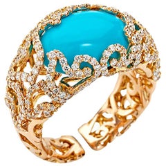 Chantecler of Capri Turquoise Diamond Gold Ring