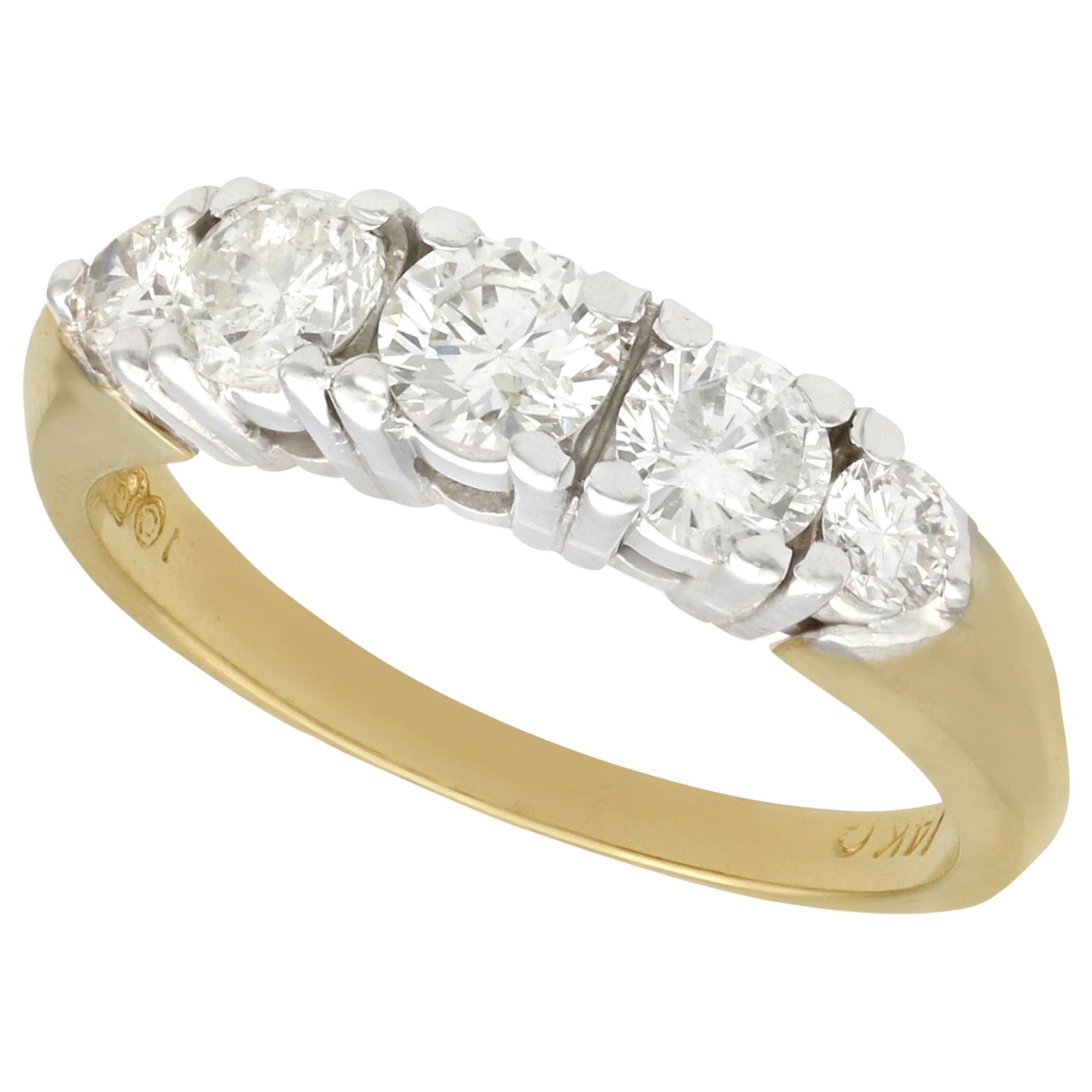 Fünfstein-Ring aus Gelbgold aus den 1960er Jahren mit Diamant im Angebot  bei 1stDibs