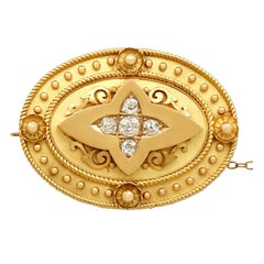 Antique Victorian Diamond and Yellow Gold Brooch or Locket