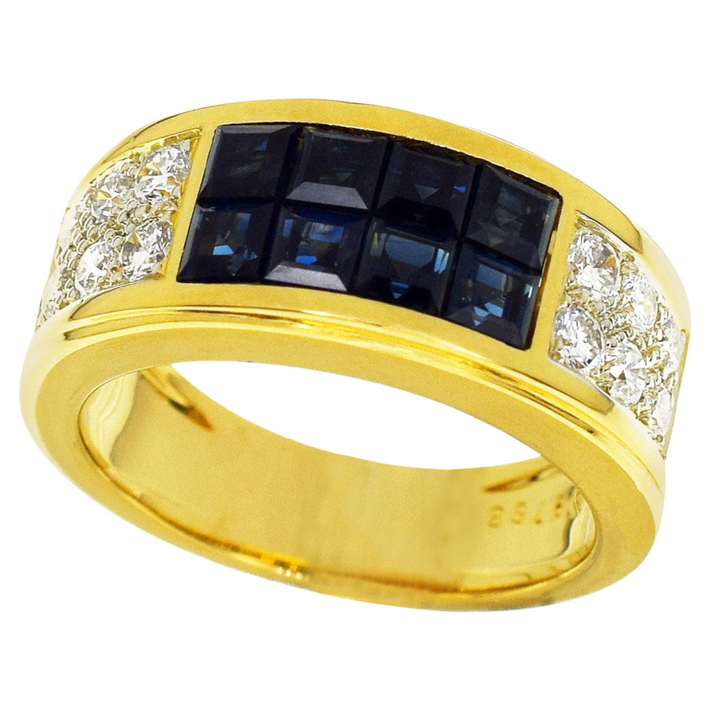 Cartier Diabolo Invisible Set Sapphire Diamond Yellow Gold Band Ring ...