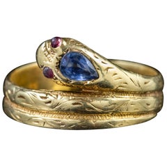 Antique Victorian Sapphire Snake Ring 18 Carat Gold, circa 1880