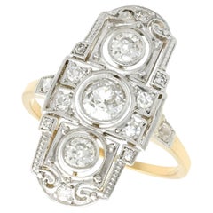 Art Deco Antique 1920s Diamond and Yellow Gold Cocktail Ring
