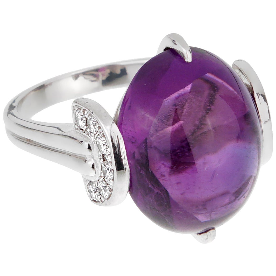 Platinum Amethyst Diamond Ring For Sale at 1stDibs