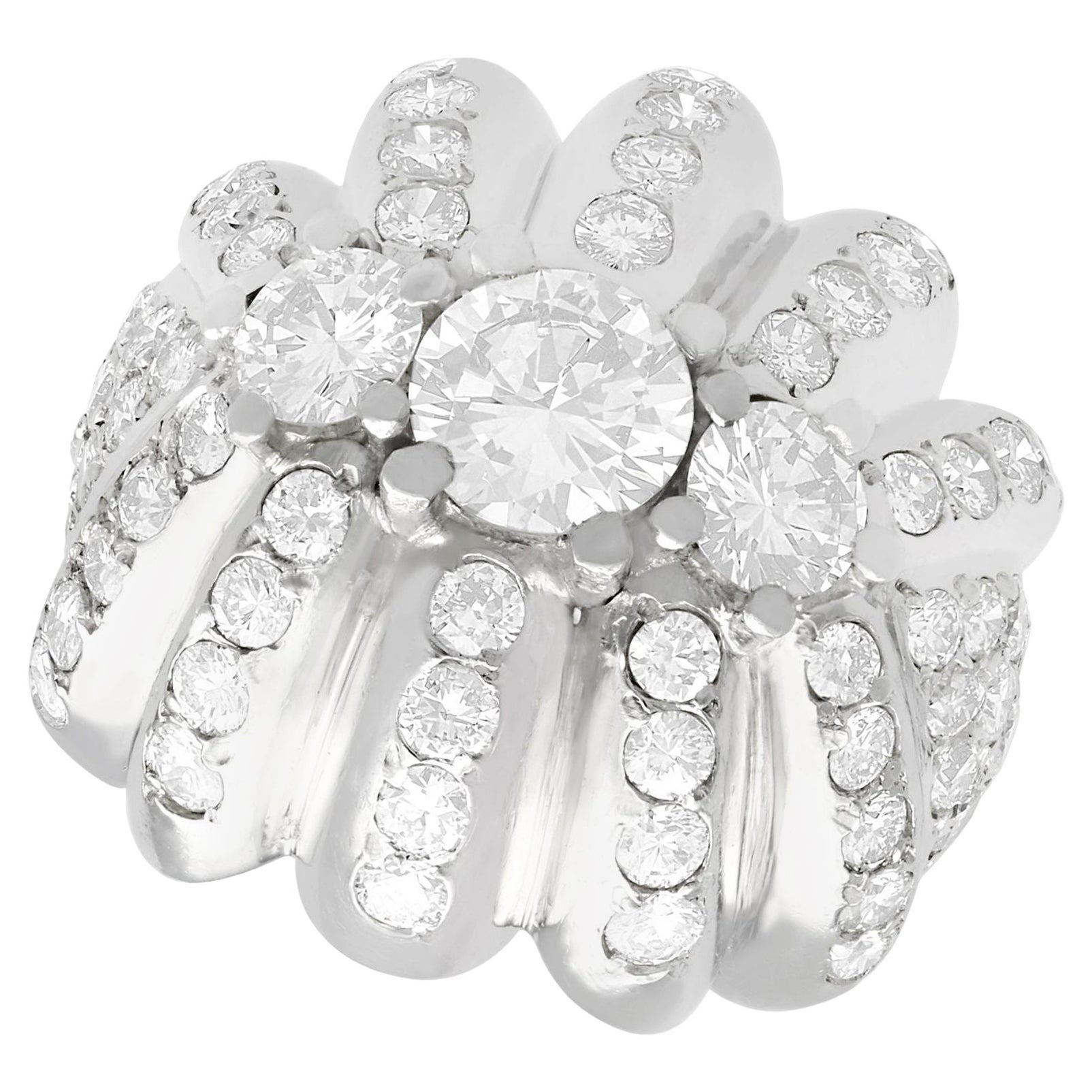 4.94 Carat Diamond and Platinum Cocktail Ring, circa 1950