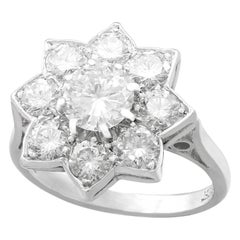 1940s 1.87 Carat Diamond and White Gold Cluster Ring