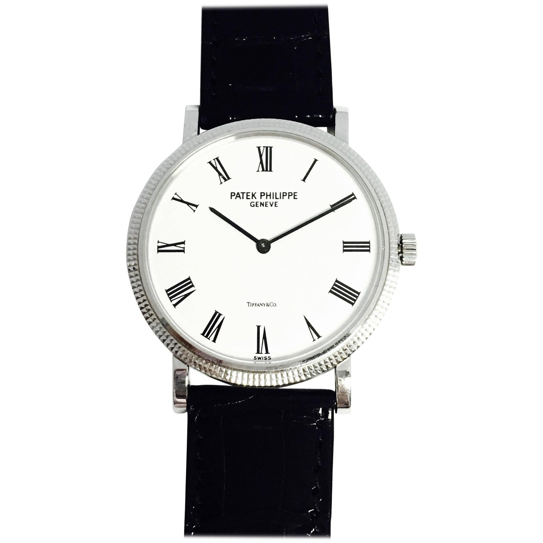 Patek Philippe Tiffany & Co. White Gold Automatic Calatrava Wristwatch 5120G-001 For Sale