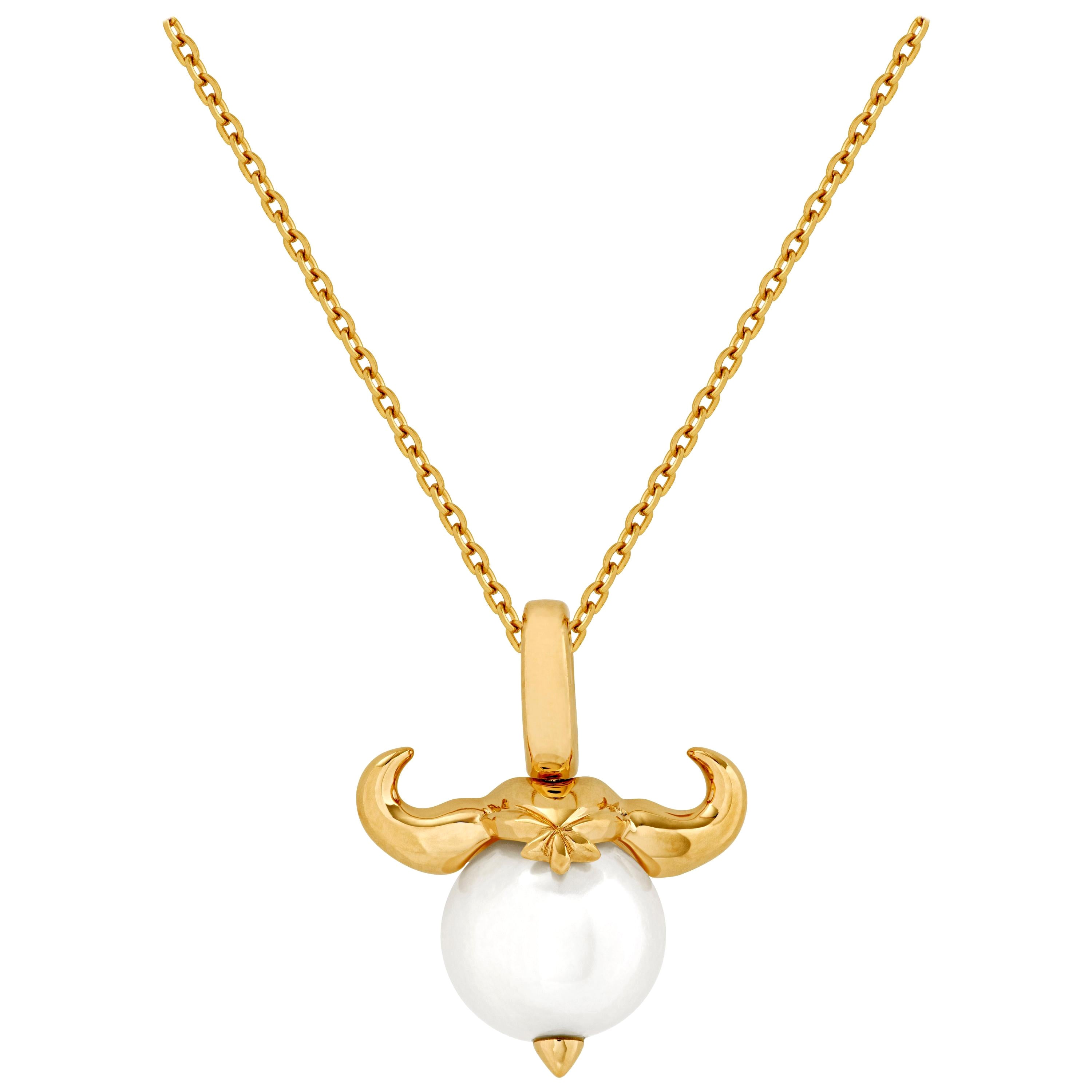 Stephen Webster Taurus Astro Ball 18ct Yellow Gold and White Pearl Pendant