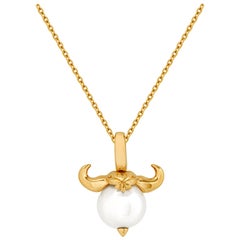 Stephen Webster Taurus Astro Ball 18ct Yellow Gold and White Pearl Pendant
