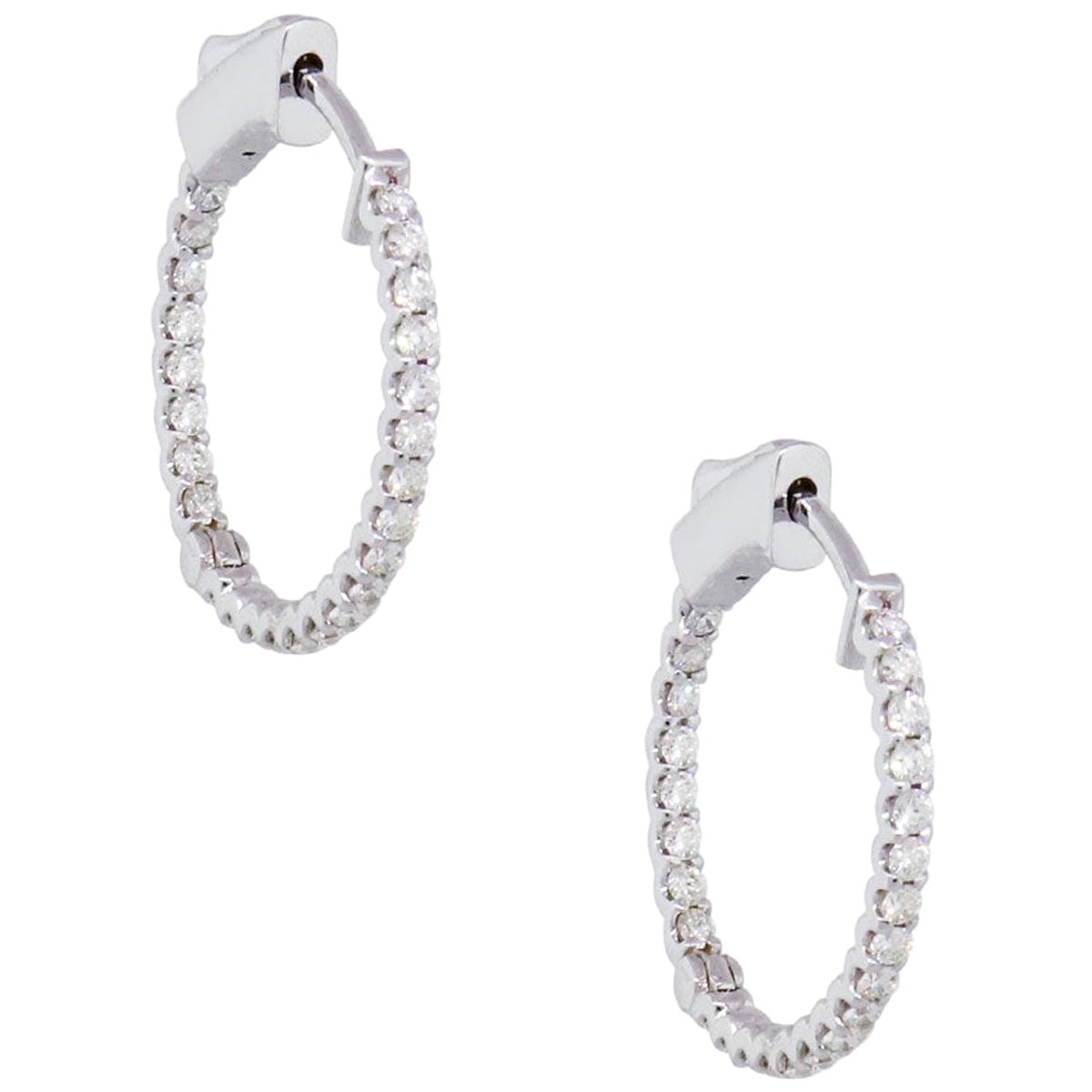 Diamond In and Out Hoop Earrings For Sale at 1stDibs