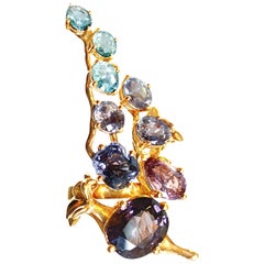 Rose Gold Tobacco Cocktail Ring with Sapphires, Spinels and Paraiba Tourmalines