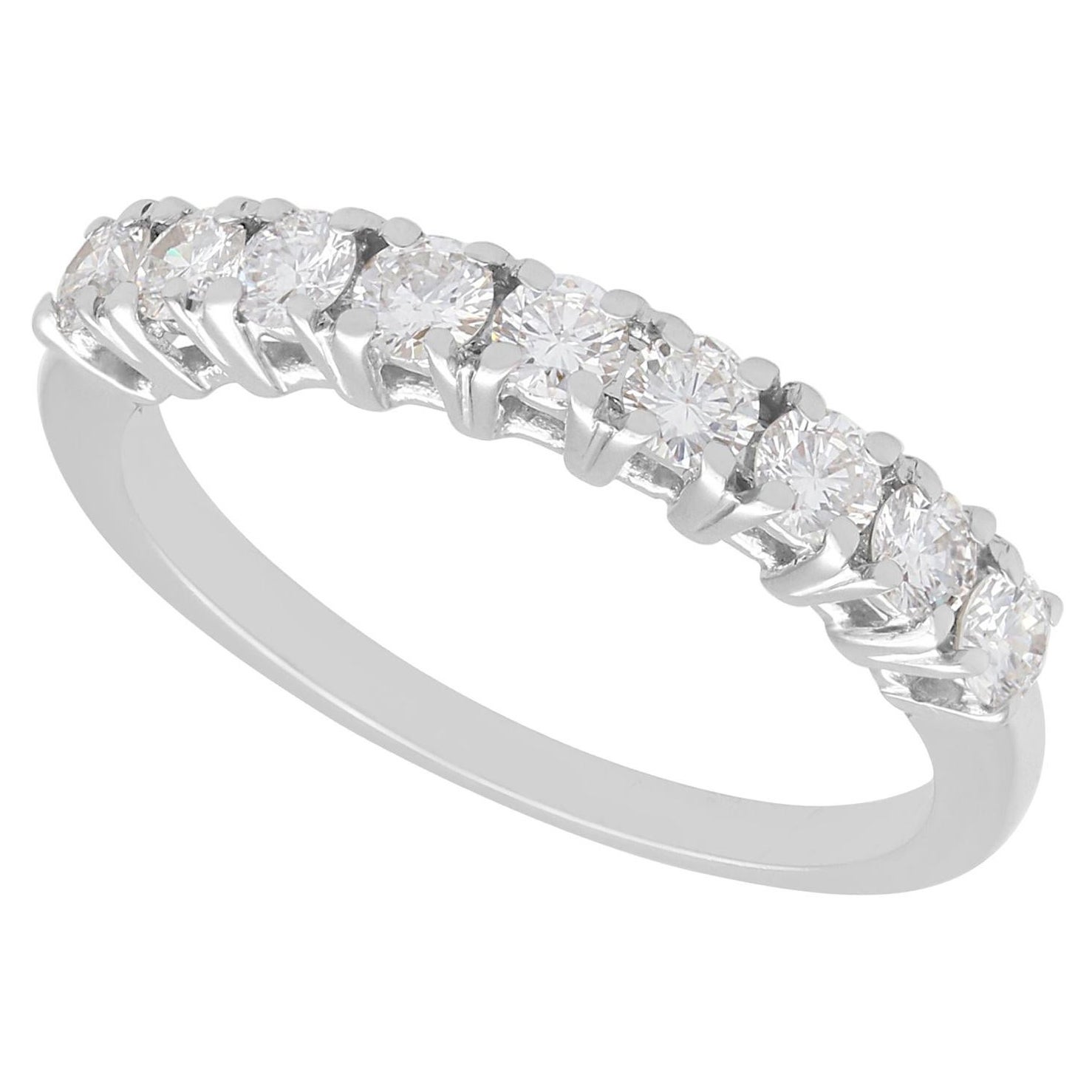 1970s 0.36 Carat Diamond 18k White Gold Half Eternity Ring For Sale
