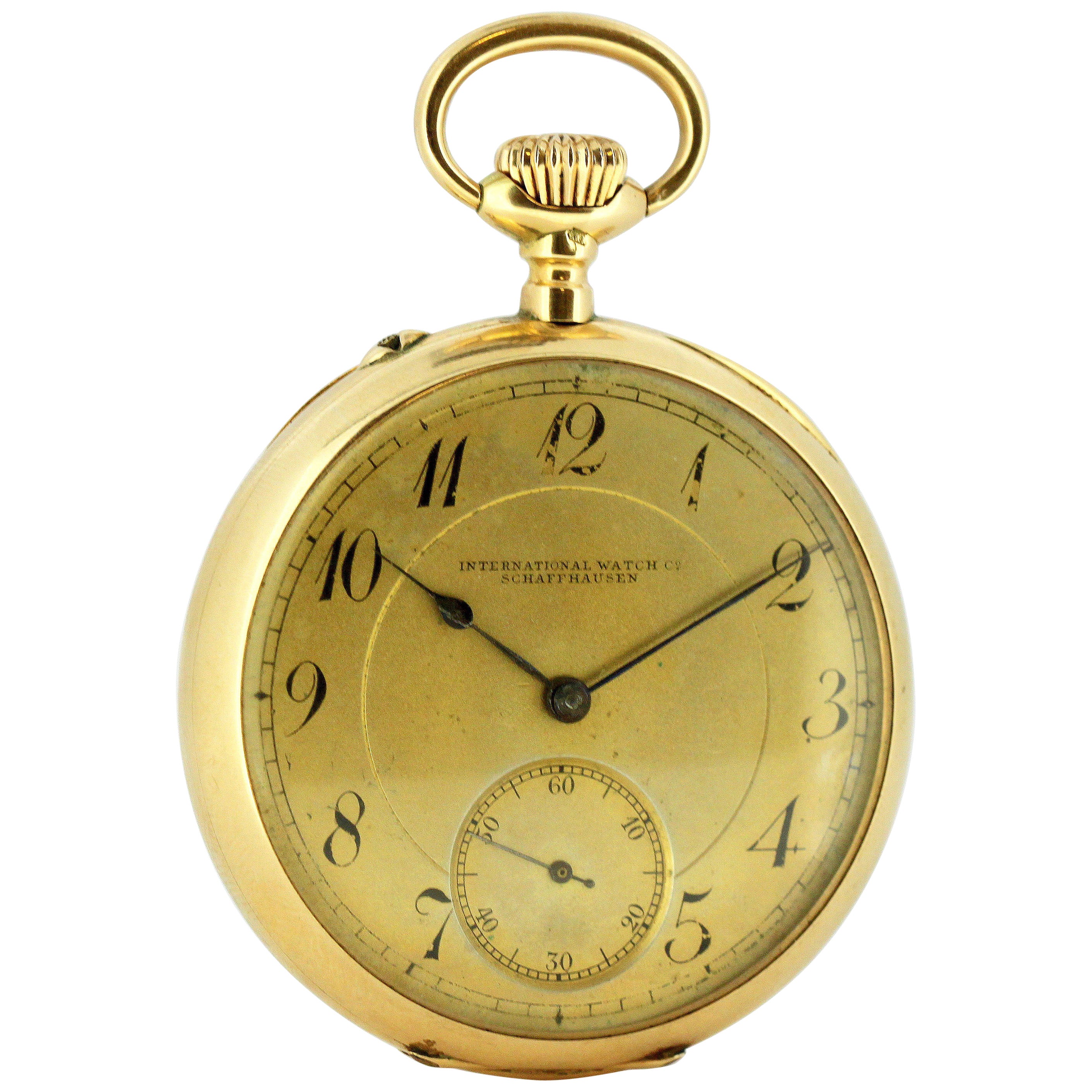 Antique IWC Schaffhausen 14 Karat Yellow Gold Manual Winding Pocket
