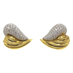 Chic Diamond Two-Color Gold Ear Clips