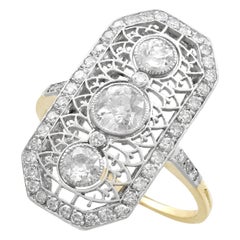 Antique 1920s 1.26 Carat and Yellow Gold Platinum Set Cocktail Ring