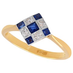 Antique Sapphire and Diamond Yellow Gold Cocktail Ring