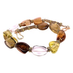 AJD 17 Inch Autumn Tone Polished Quartz Nugget Necklace