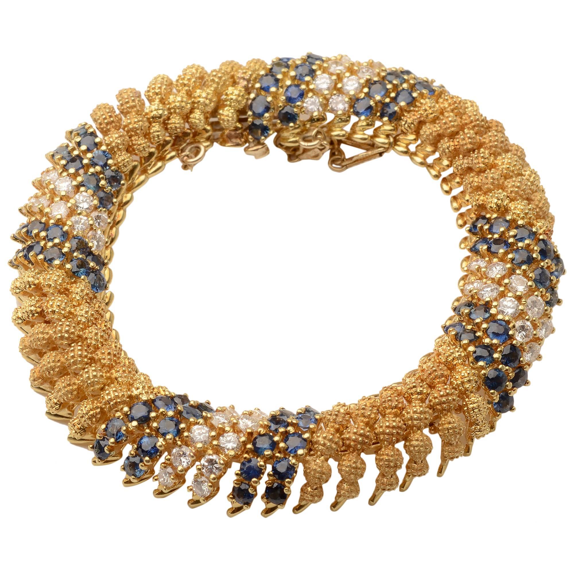 Bracelet à maillons en or avec saphir et diamants