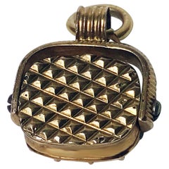 Antique Gold Basket Swivel Seal Fob, circa 1840