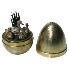 Stuart Devlin Silver Gilt Surprise Egg Swan Duck Family, London, 1984