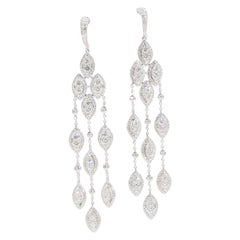 14 Karat Diamond Dangle Earrings White Gold 3.50 Carat