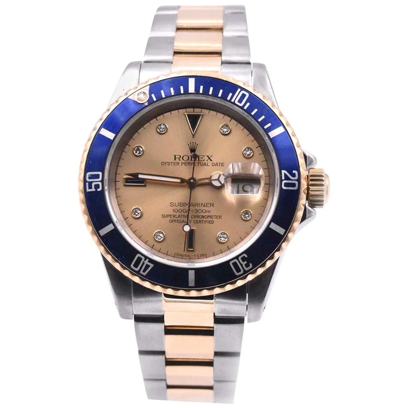 Rolex Two-Tone Submariner with Serti Dial Watch Ref. 16613